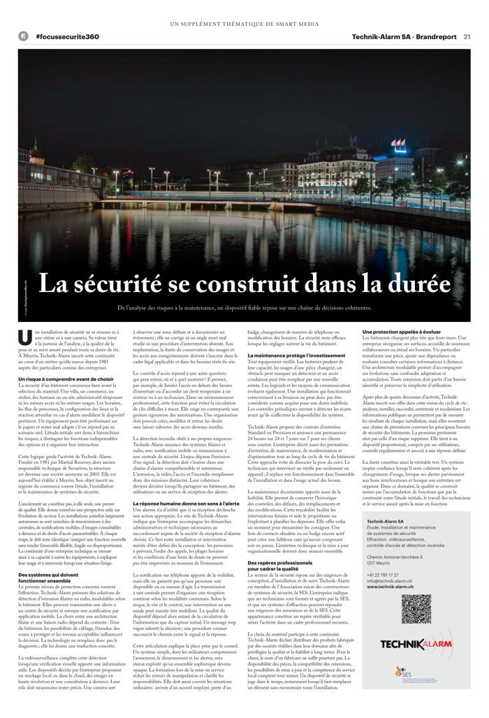 Notre page « La sécurité se construit dans la durée », supplément Sécurité 360, septembre 2026
